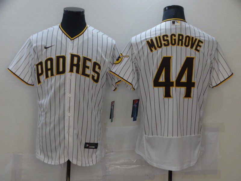 Men San Diego Padres #44 Musgrove White stripe Elite 2021 Nike MLB Jersey